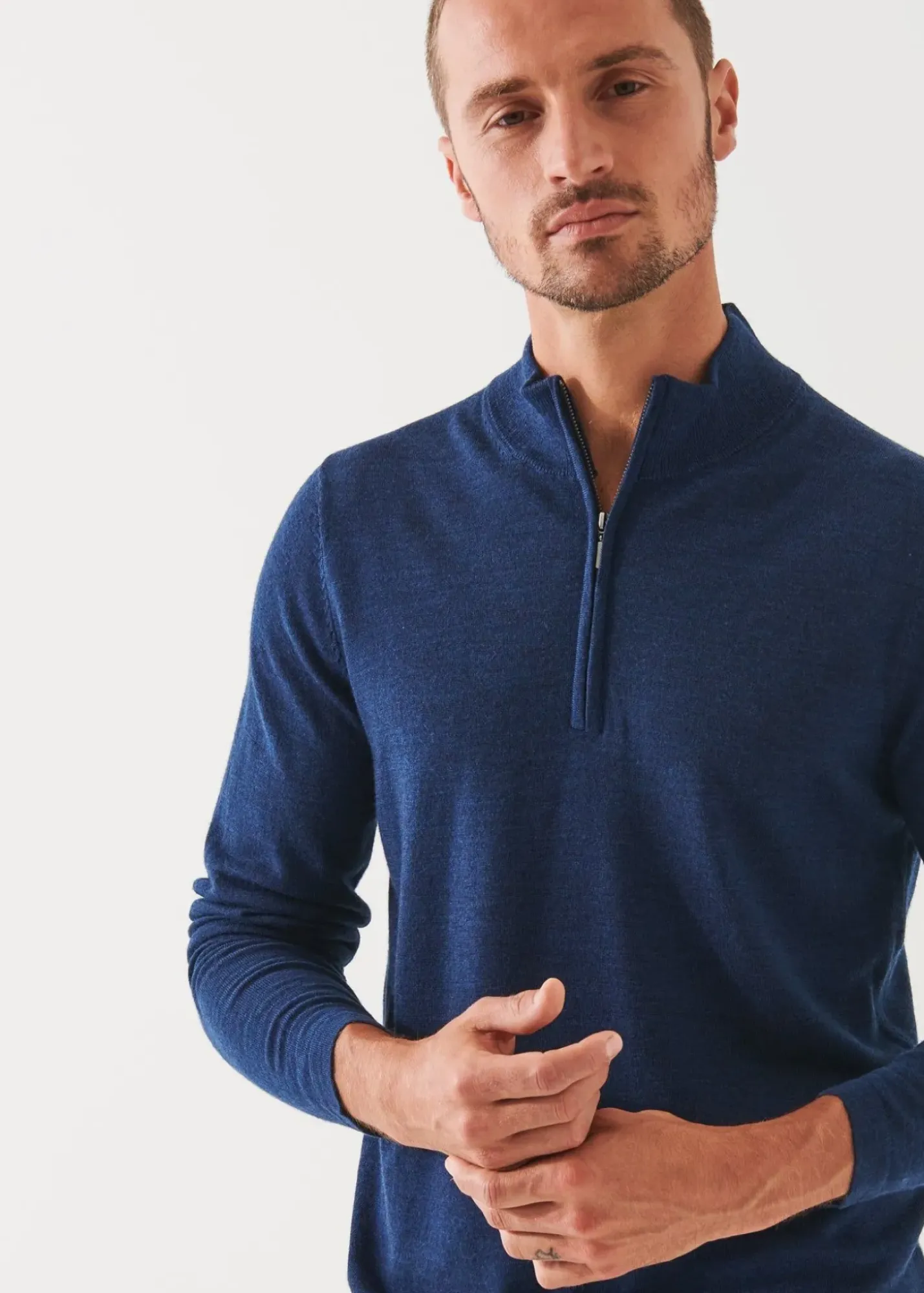 PATRICK ASSARAF Extra-Fine Merino Quarter Zip|Men Knitwear