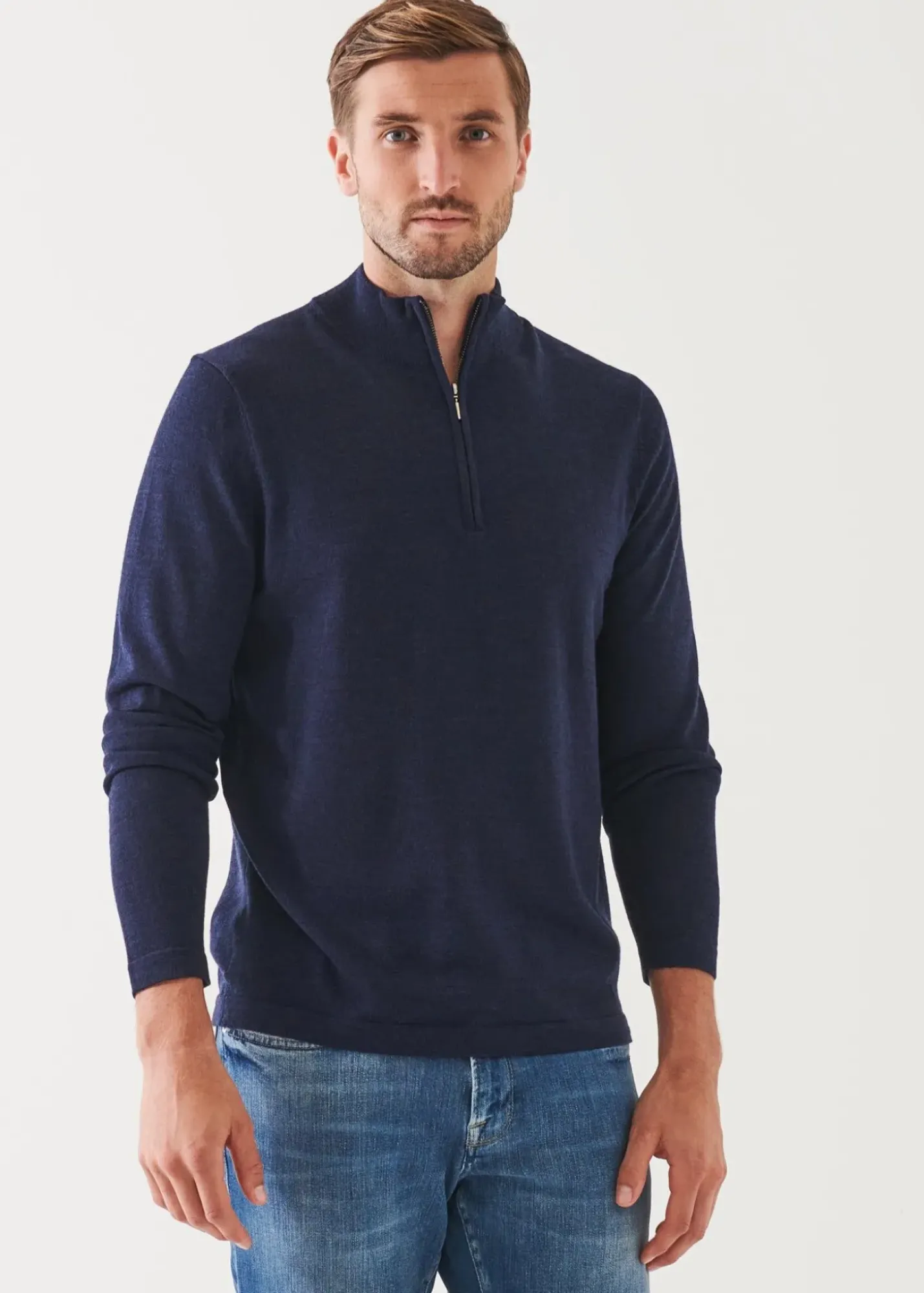 PATRICK ASSARAF Extra-Fine Merino Quarter Zip|Men Knitwear