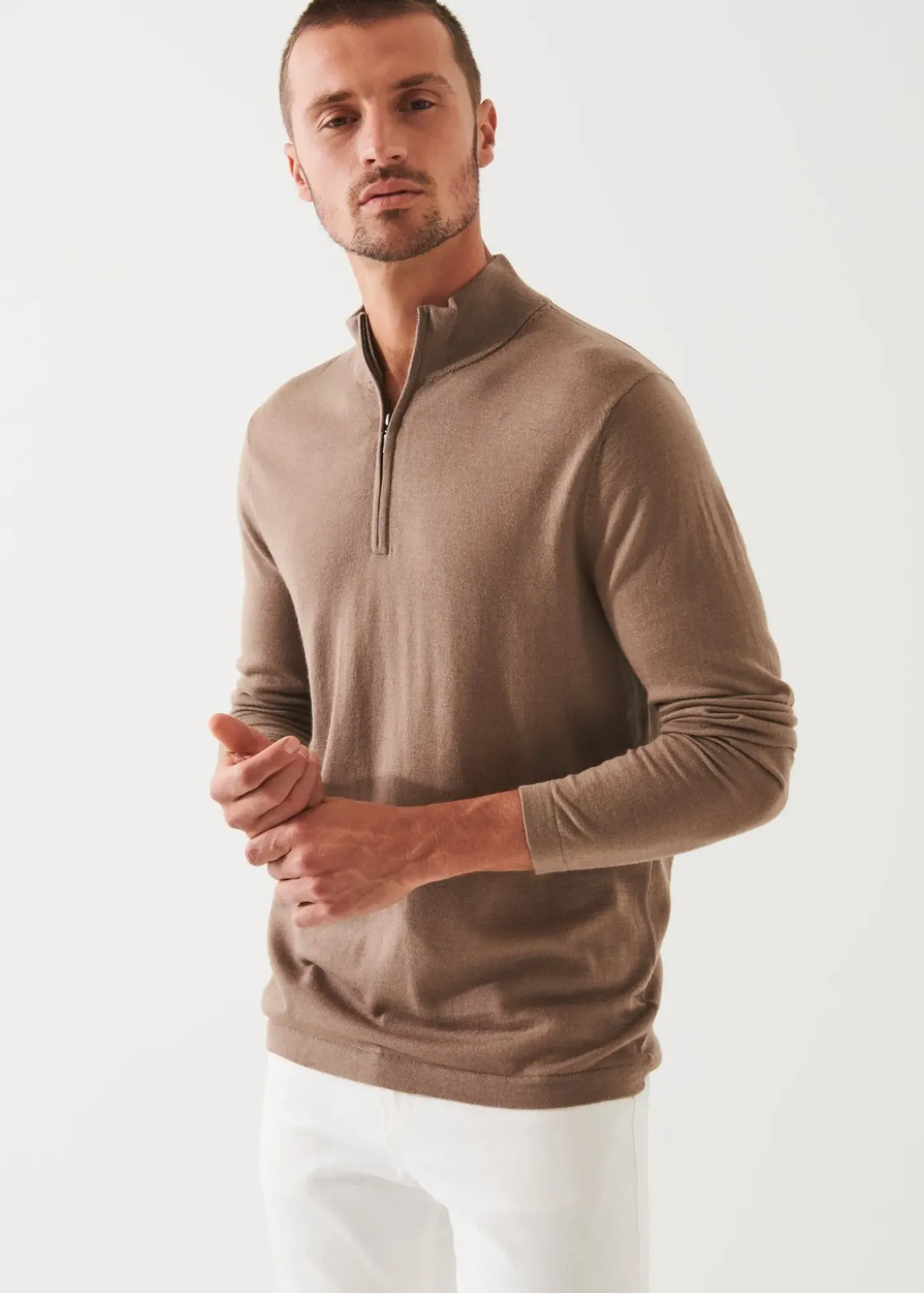 PATRICK ASSARAF Extra-Fine Merino Quarter Zip|Men Knitwear