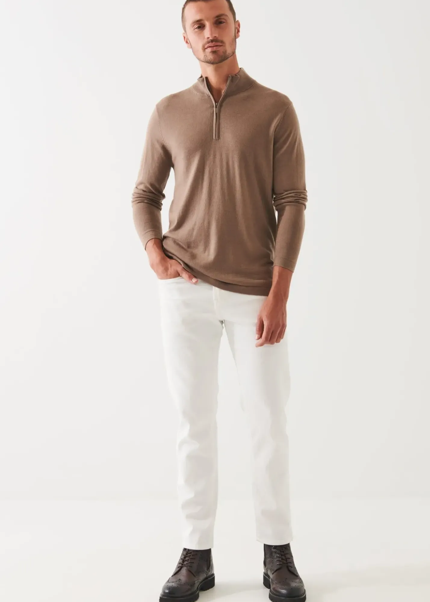 PATRICK ASSARAF Extra-Fine Merino Quarter Zip|Men Knitwear