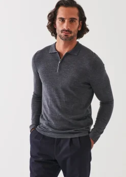 PATRICK ASSARAF Extra-Fine Merino Quarter Zip Polo|Men Polos