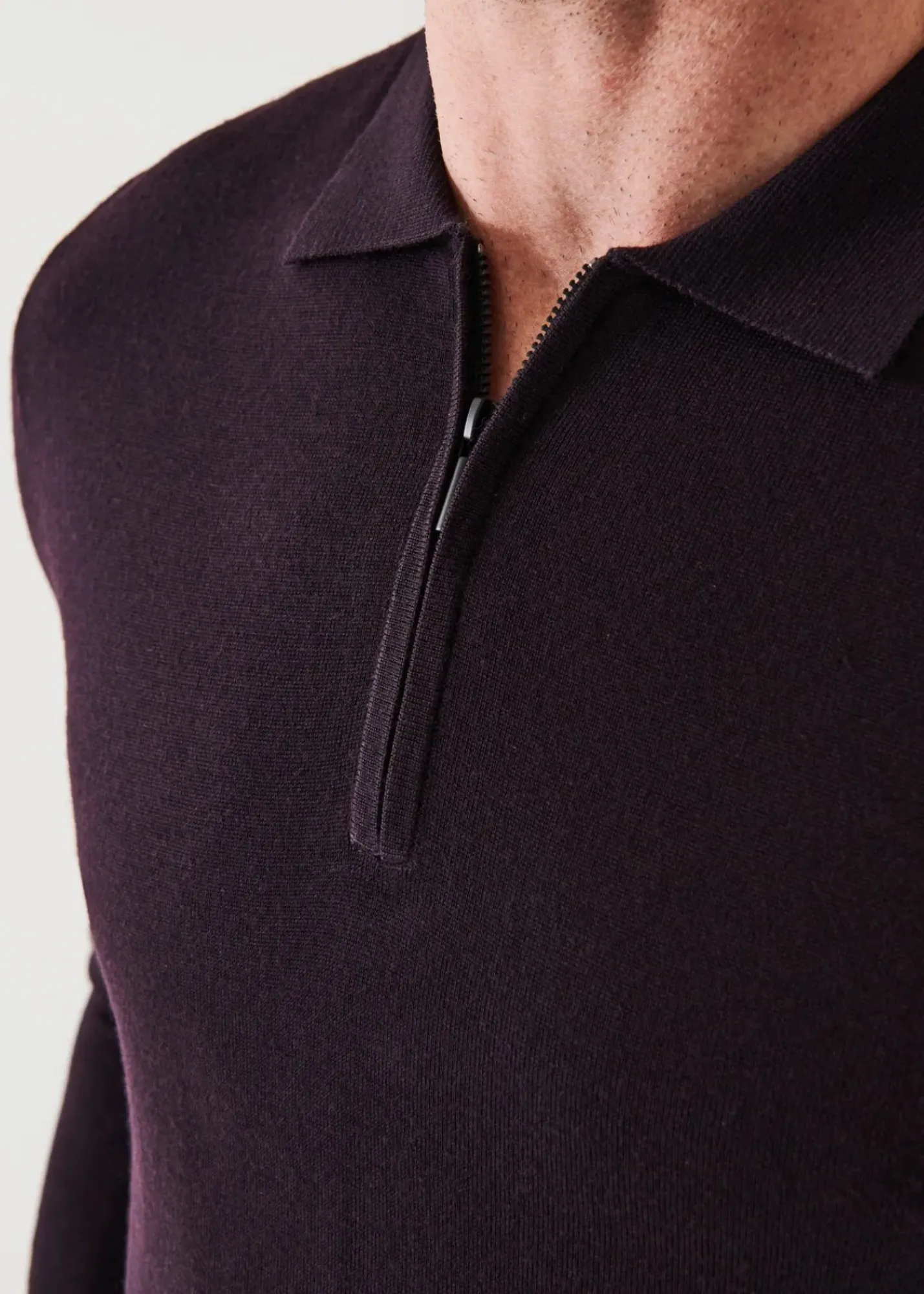 PATRICK ASSARAF Extra-Fine Merino Quarter Zip Polo|Men Polos