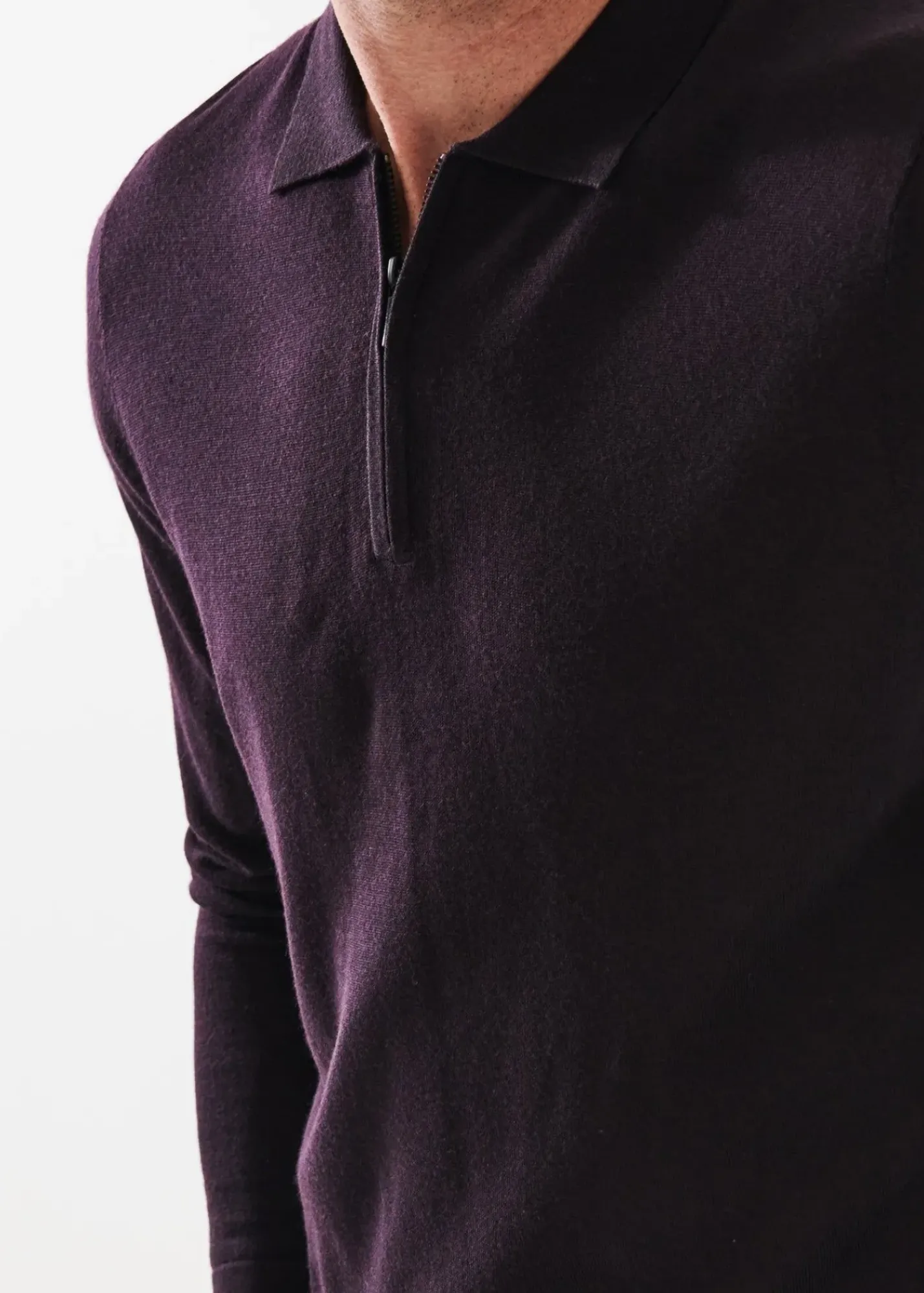 PATRICK ASSARAF Extra-Fine Merino Quarter Zip Polo|Men Polos