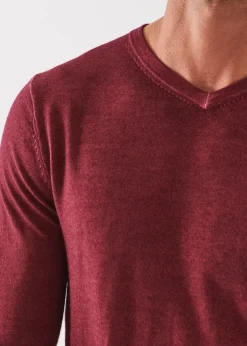 PATRICK ASSARAF Extra-Fine Merino Vintage Wash V-Neck|Men Knitwear