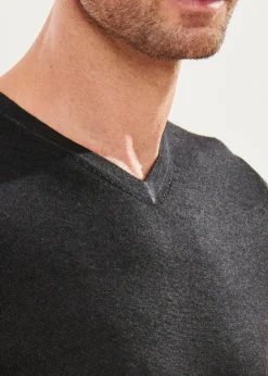 PATRICK ASSARAF Extra-Fine Merino Vintage Wash V-Neck|Men Knitwear