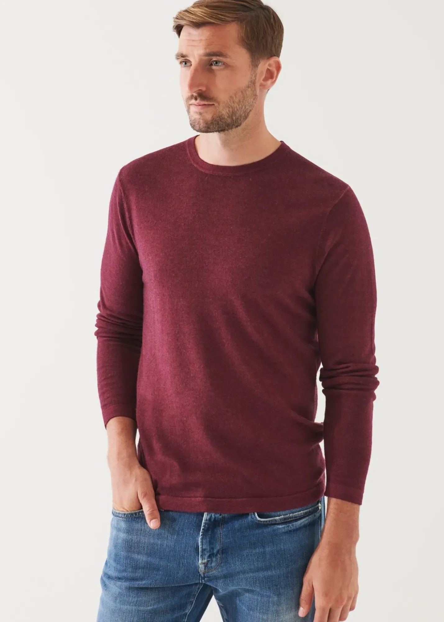 PATRICK ASSARAF Extra-Fine Merino Vintage Wash Crewneck|Men Knitwear