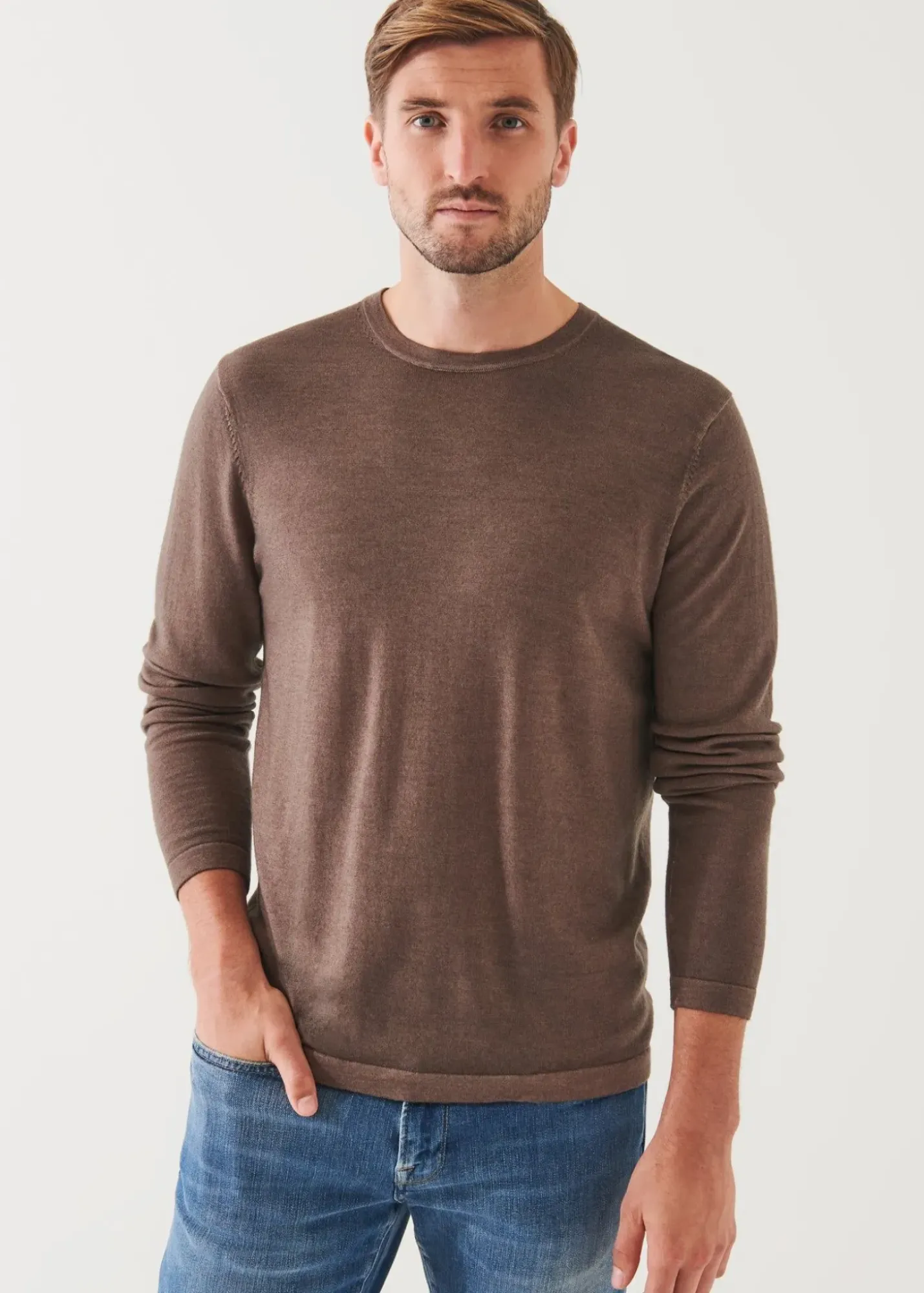 PATRICK ASSARAF Extra-Fine Merino Vintage Wash Crewneck|Men Knitwear