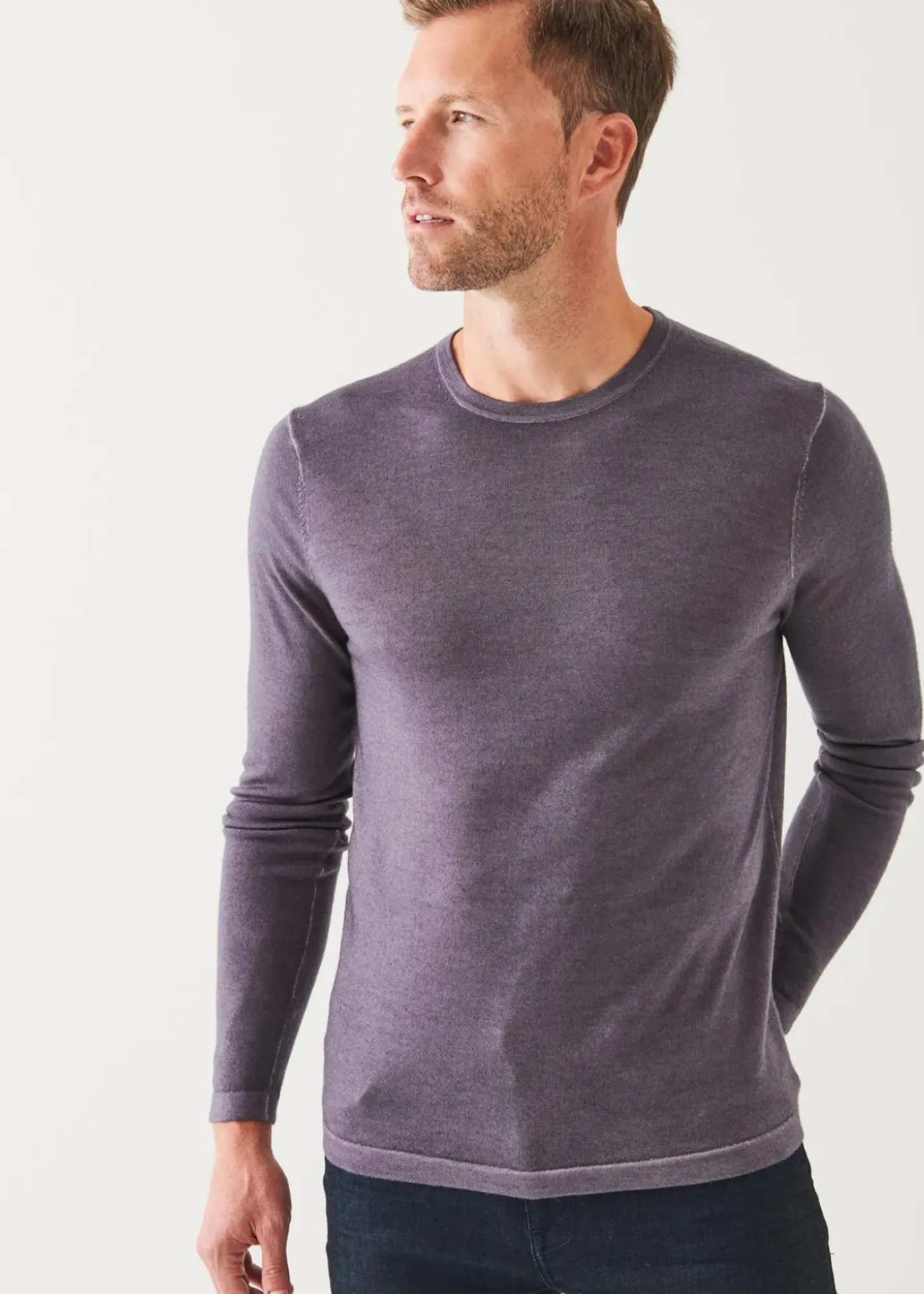 PATRICK ASSARAF Extra-Fine Merino Vintage Wash Crewneck|Men Knitwear