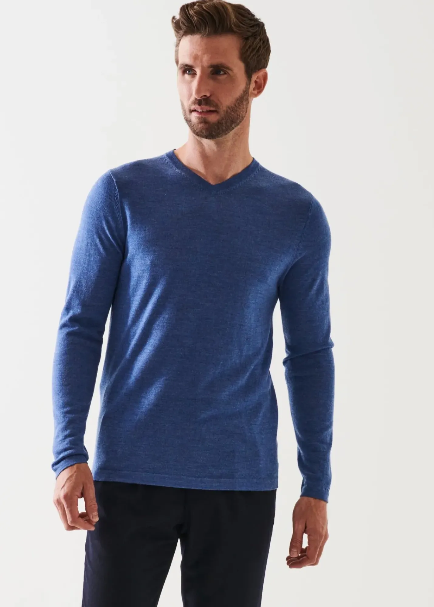 PATRICK ASSARAF Extra-Fine Merino V-Neck|Men Knitwear