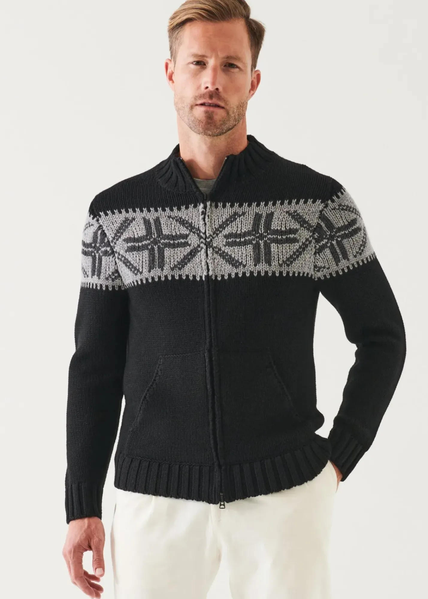 PATRICK ASSARAF Fairisle Zip-Up Cardigan|Men Knitwear
