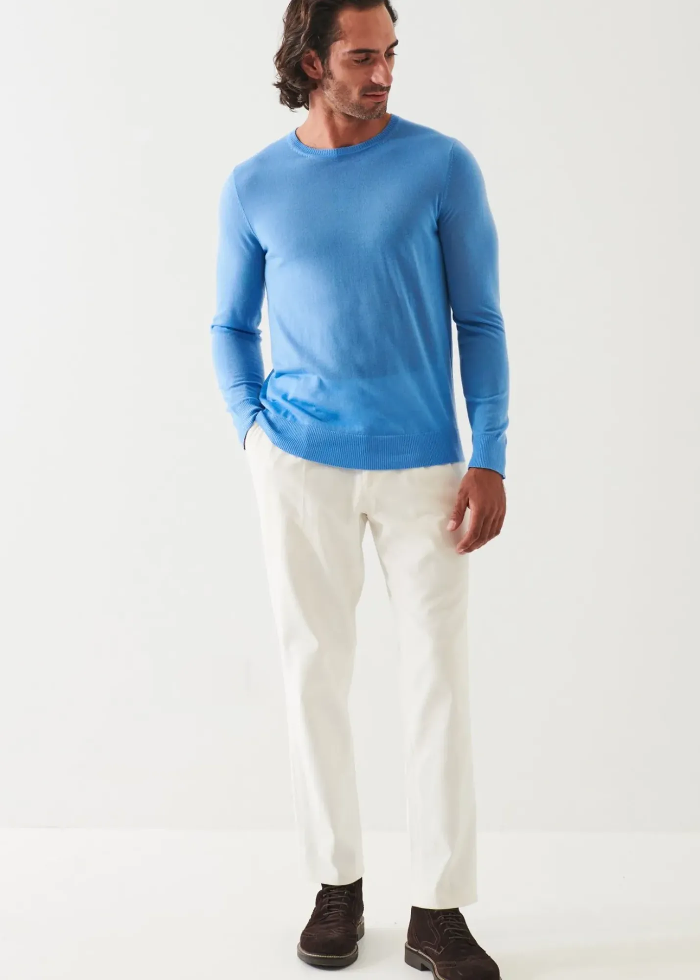 PATRICK ASSARAF Fine Gauge Merino Wool Crewneck|Men Knitwear