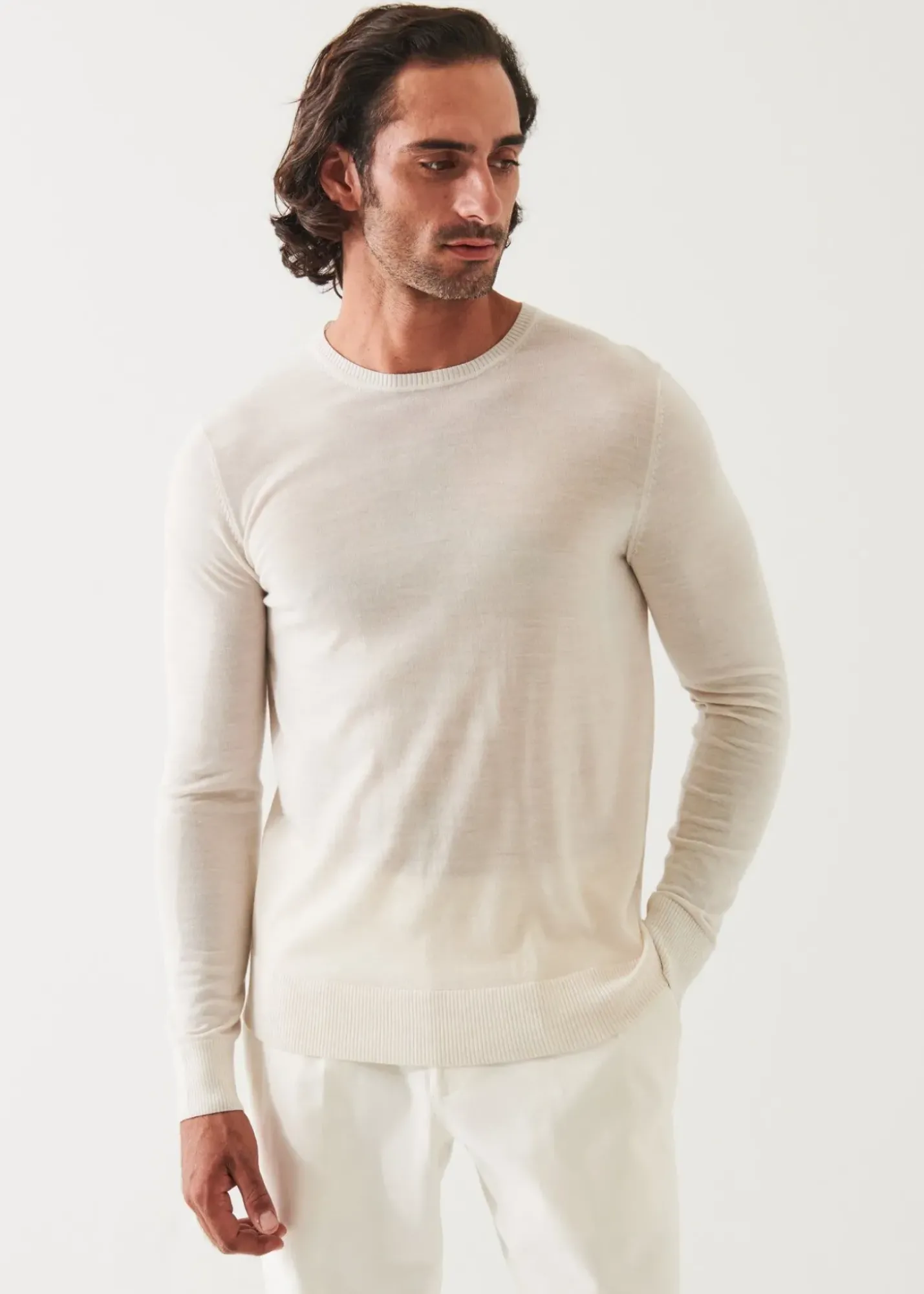 PATRICK ASSARAF Fine Gauge Merino Wool Crewneck|Men Knitwear