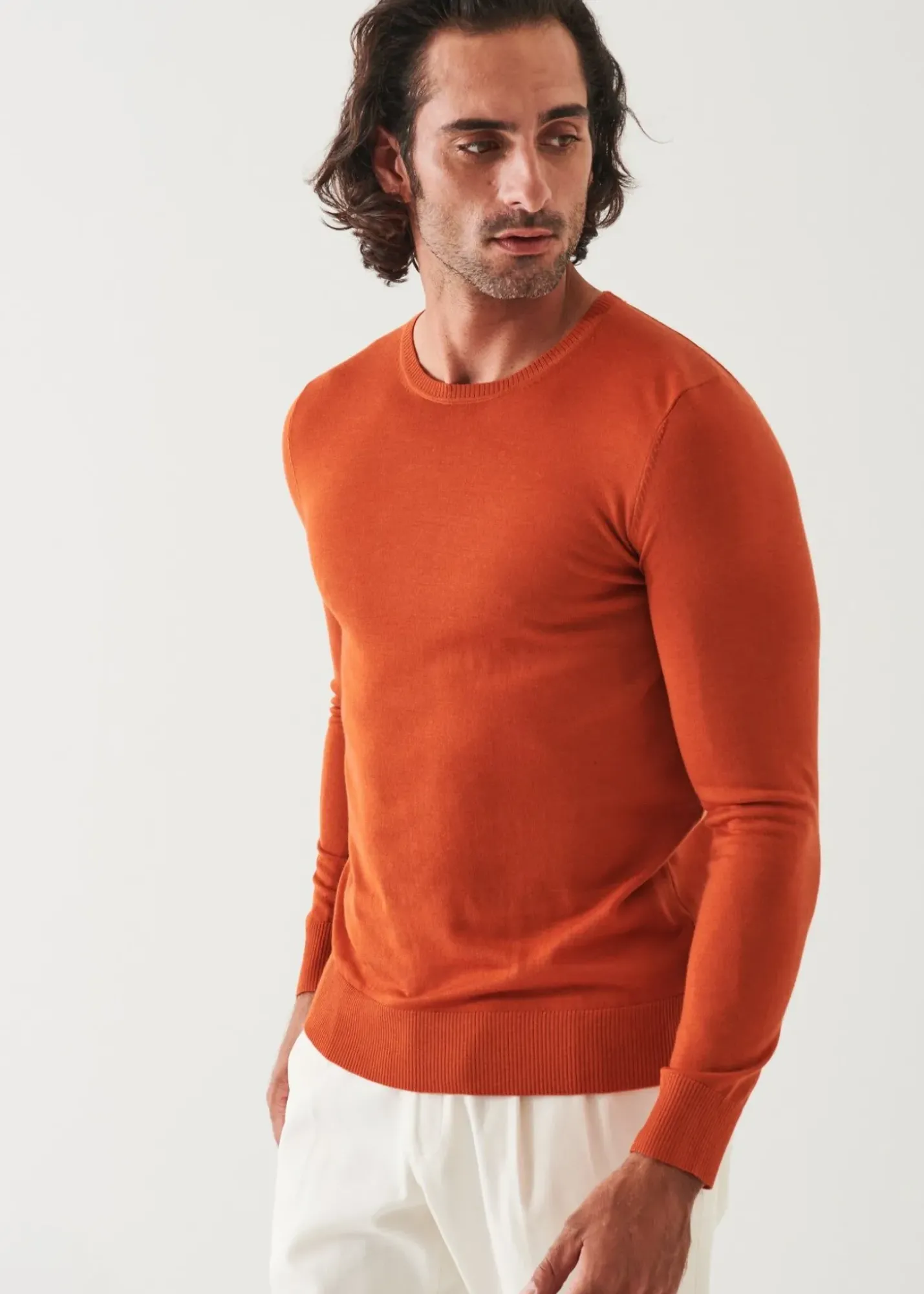 PATRICK ASSARAF Fine Gauge Merino Wool Crewneck|Men Knitwear