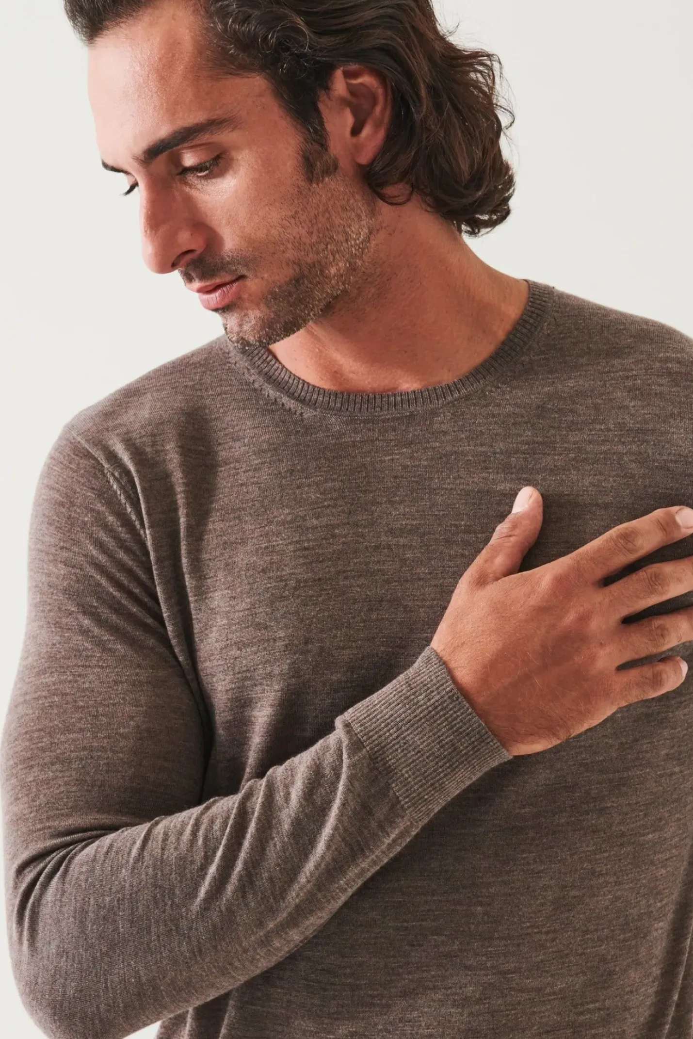 PATRICK ASSARAF Fine Gauge Merino Wool Crewneck|Men Knitwear