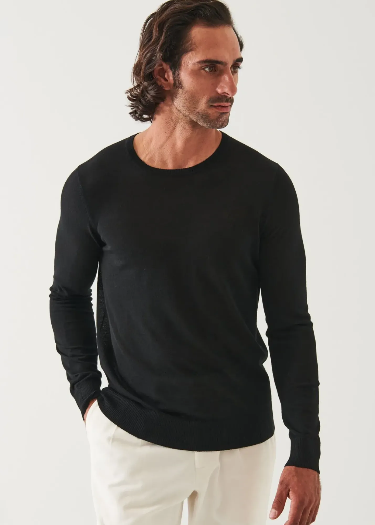 PATRICK ASSARAF Fine Gauge Merino Wool Crewneck|Men Knitwear