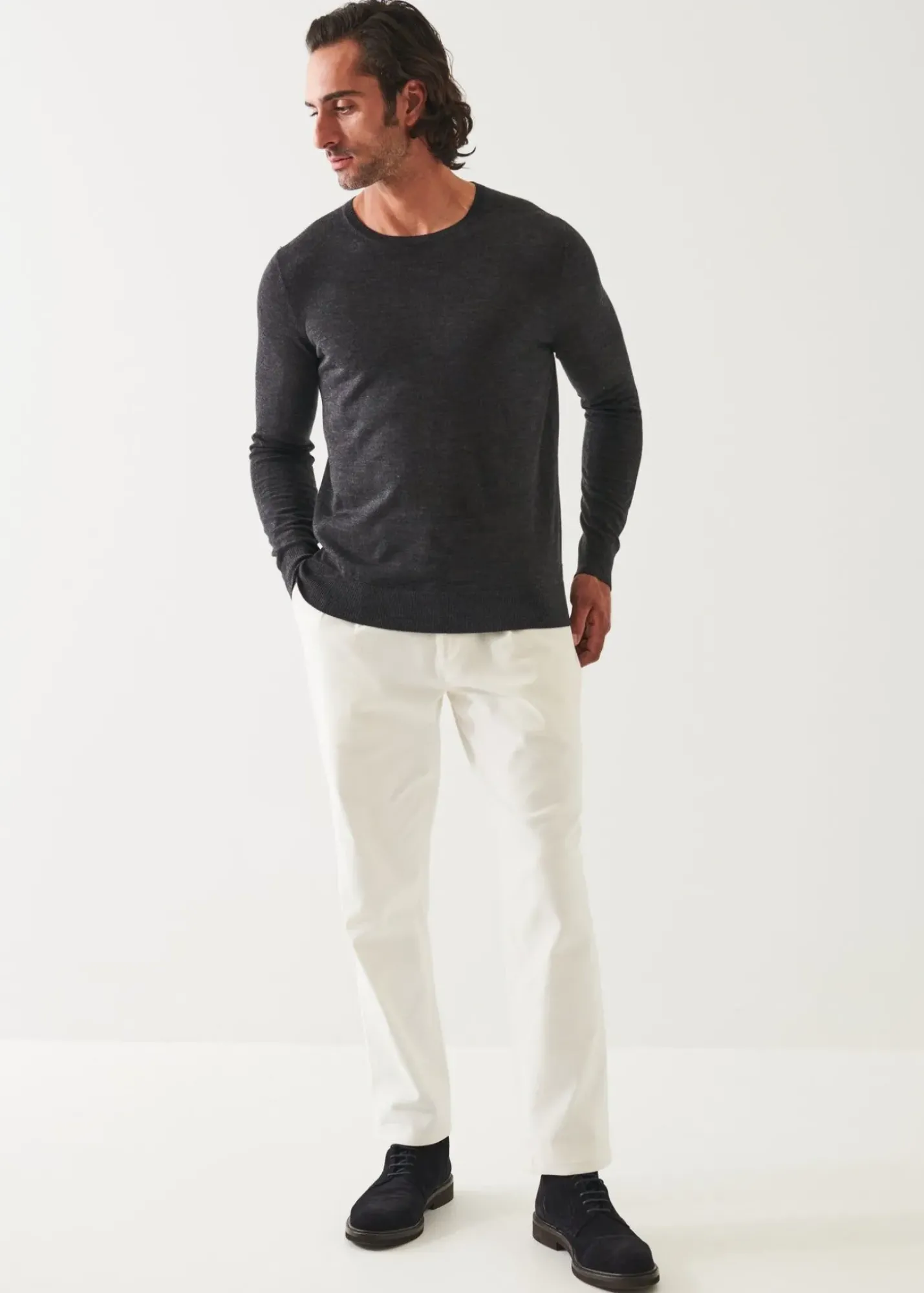PATRICK ASSARAF Fine Gauge Merino Wool Crewneck|Men Knitwear