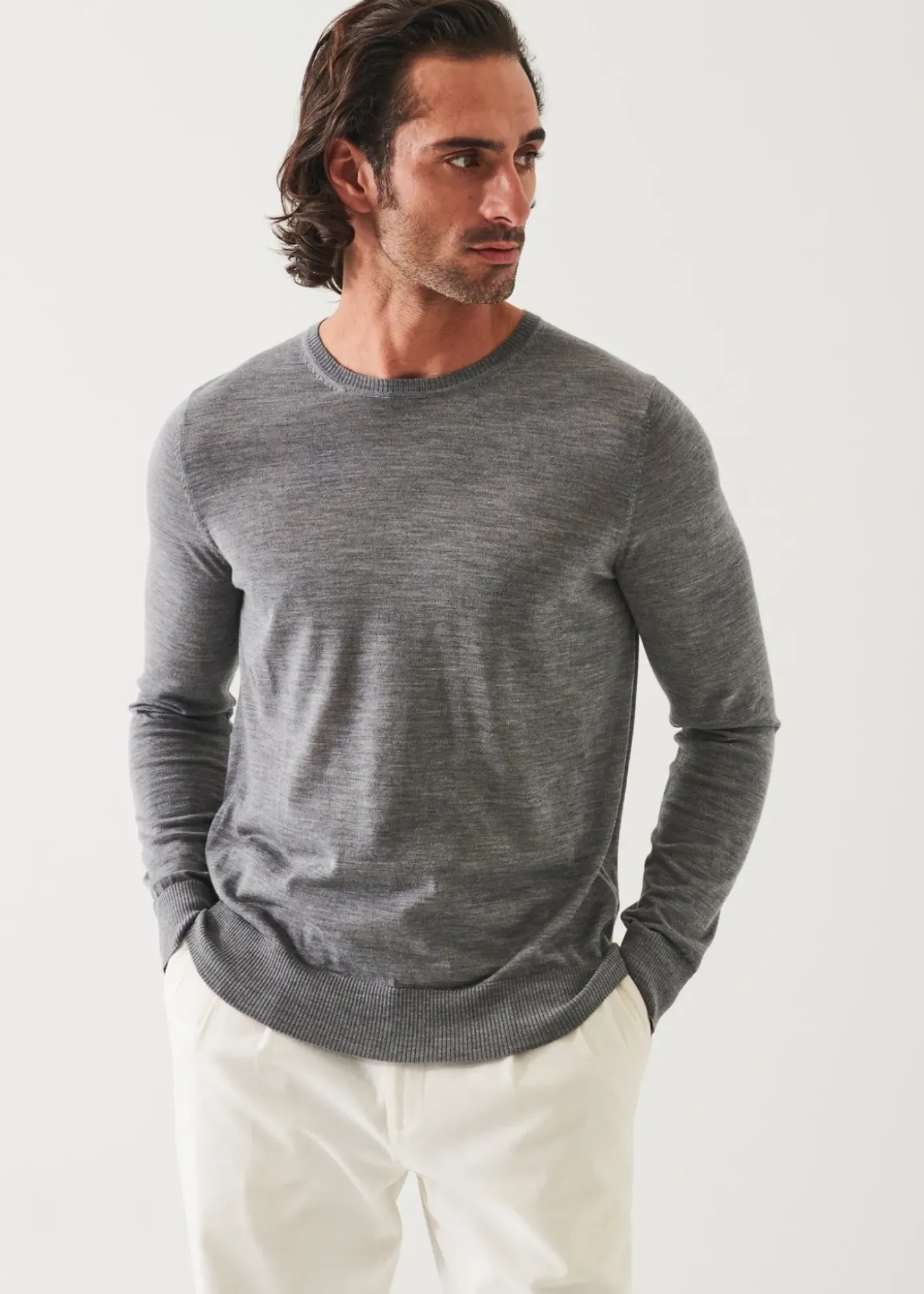 PATRICK ASSARAF Fine Gauge Merino Wool Crewneck|Men Knitwear
