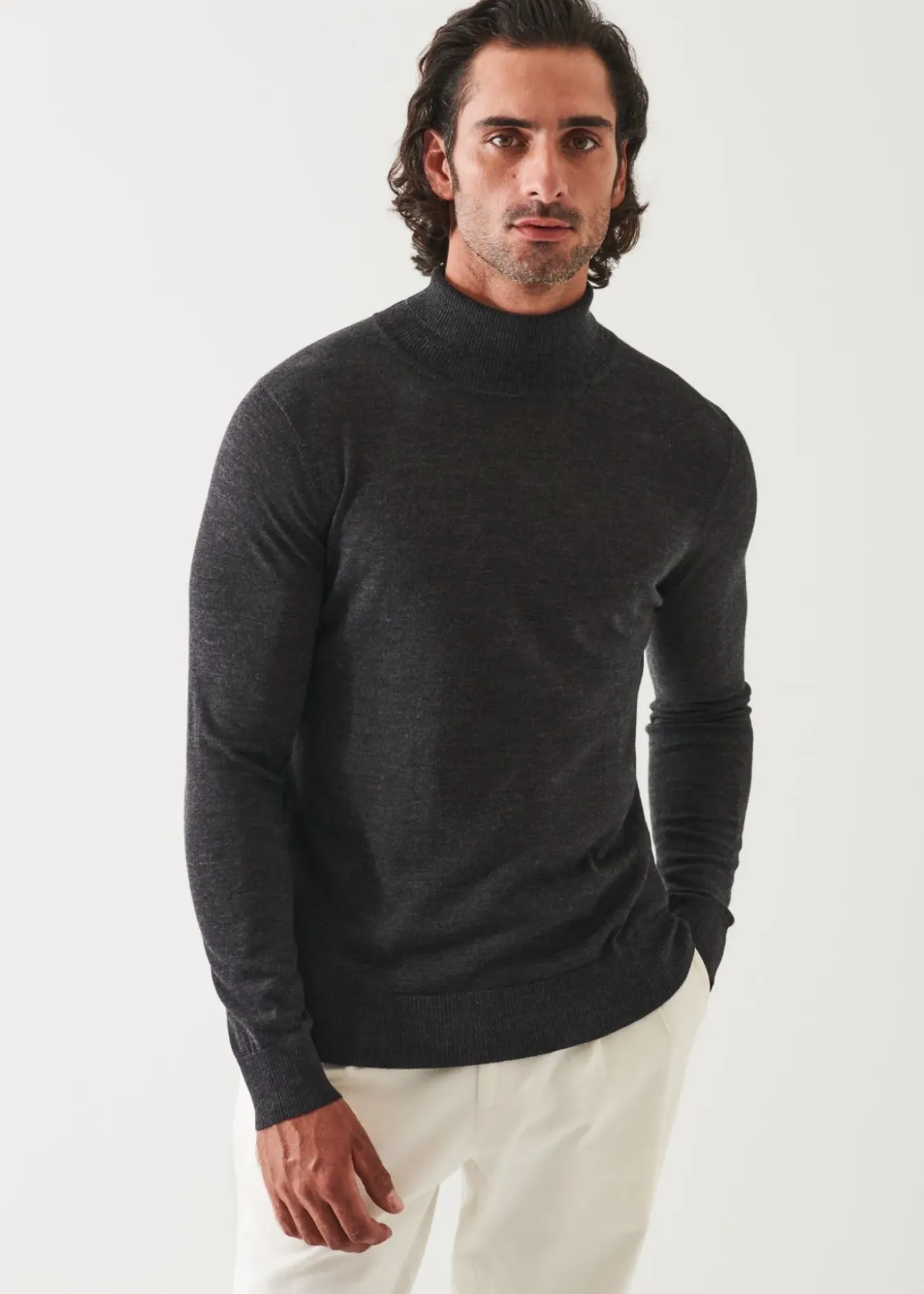 PATRICK ASSARAF Fine Gauge Merino Wool Turtleneck|Men Knitwear