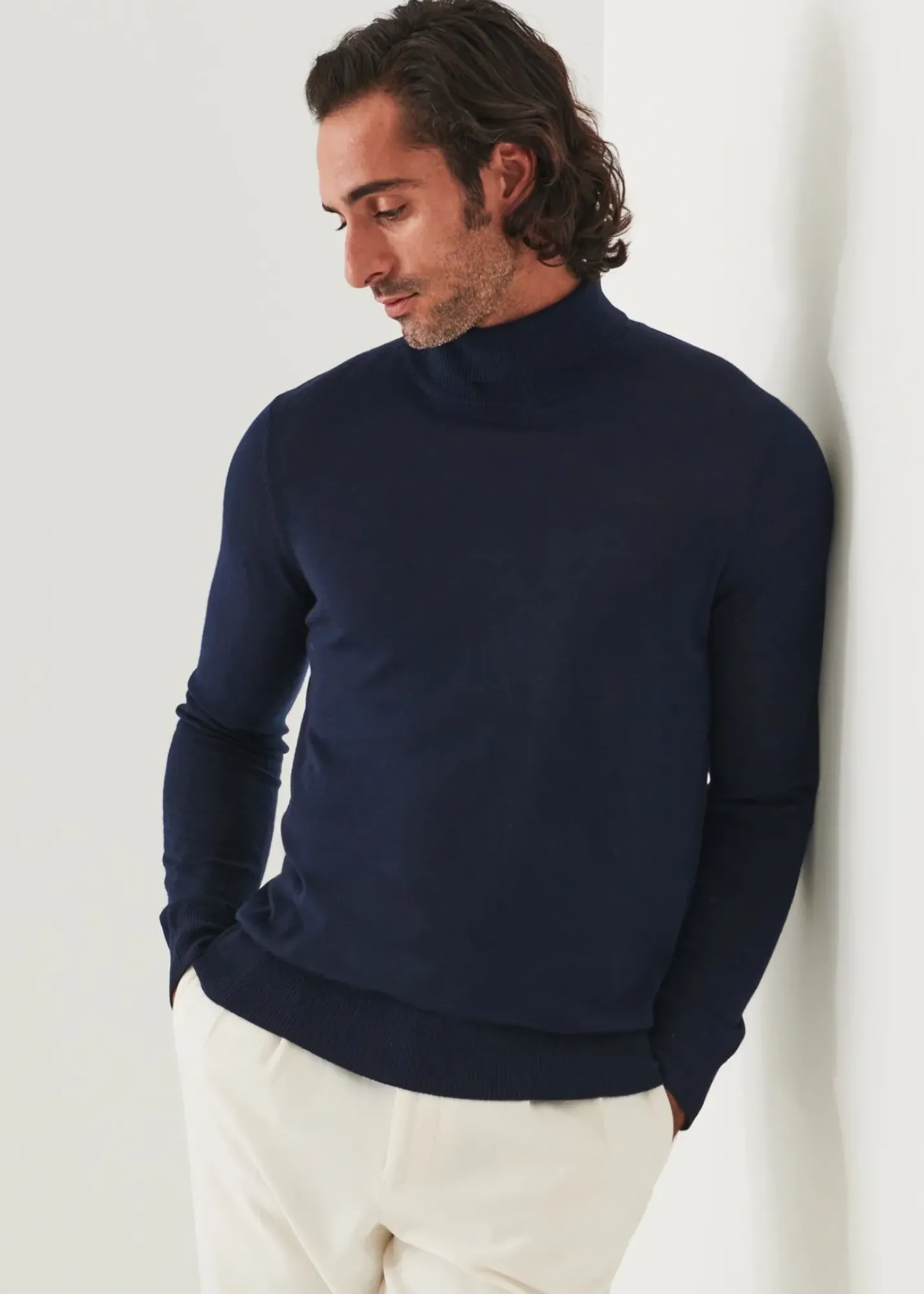 PATRICK ASSARAF Fine Gauge Merino Wool Turtleneck|Men Knitwear