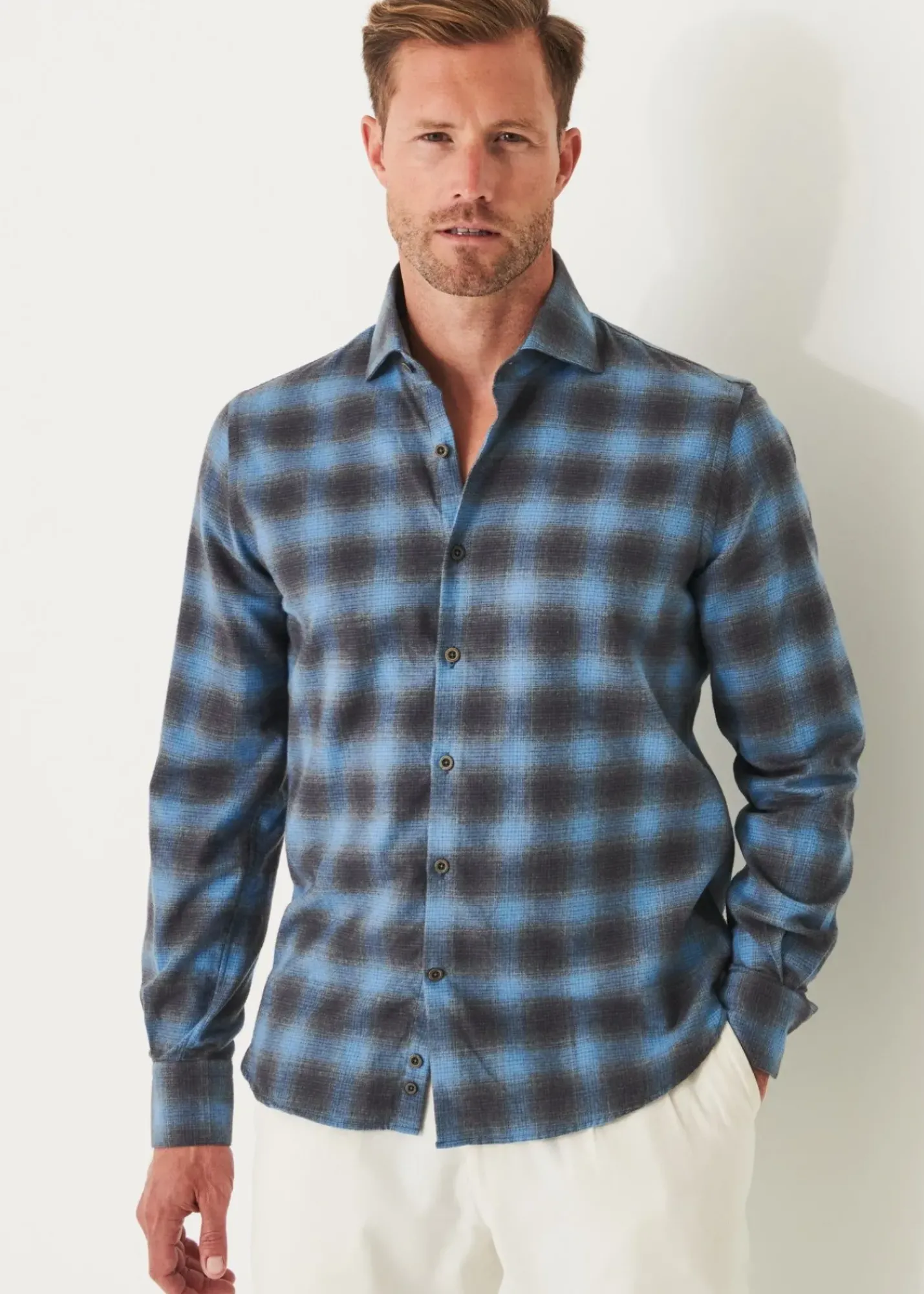 PATRICK ASSARAF Flannel Plaid Shirt|Men Shirts