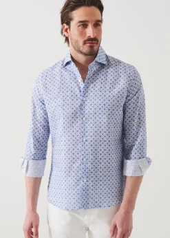 PATRICK ASSARAF Floral Linen Long Sleeve Shirt|Men Shirts