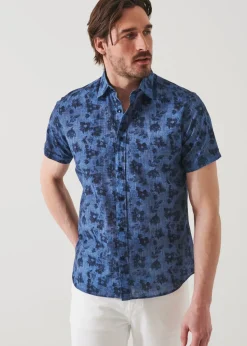 PATRICK ASSARAF Floral Print Linen Shirt|Men Shirts