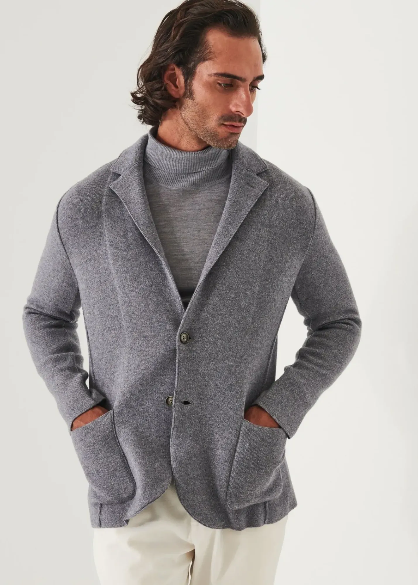 PATRICK ASSARAF Italian Cashmere Two-Button Blazer|Men Blazers