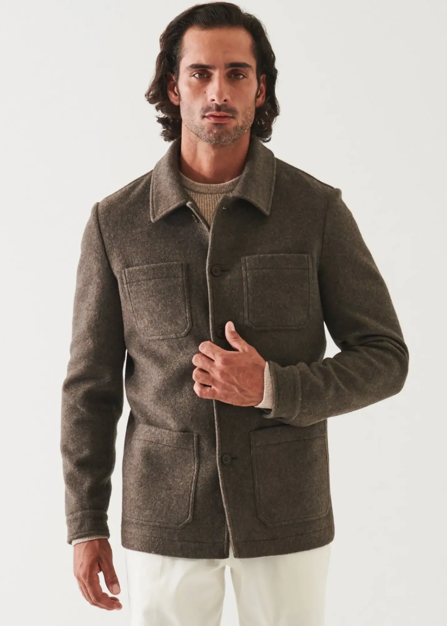 PATRICK ASSARAF Japanese Double-Face Shirt Jacket|Men Shirt Jackets