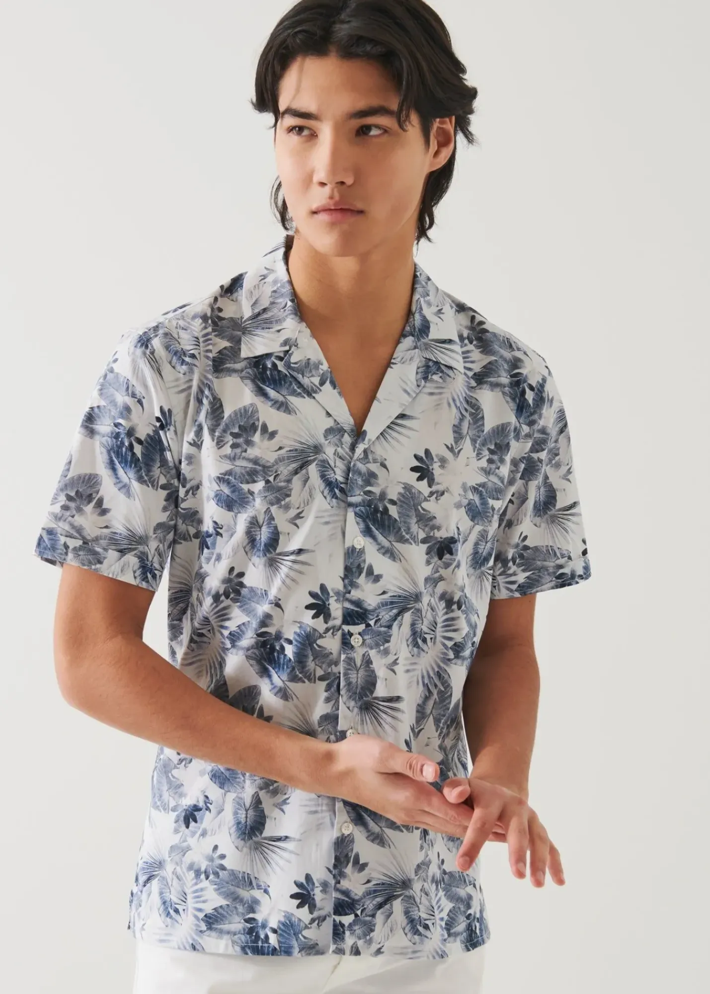 PATRICK ASSARAF Leaf Print Cotton Shirt|Men Shirts