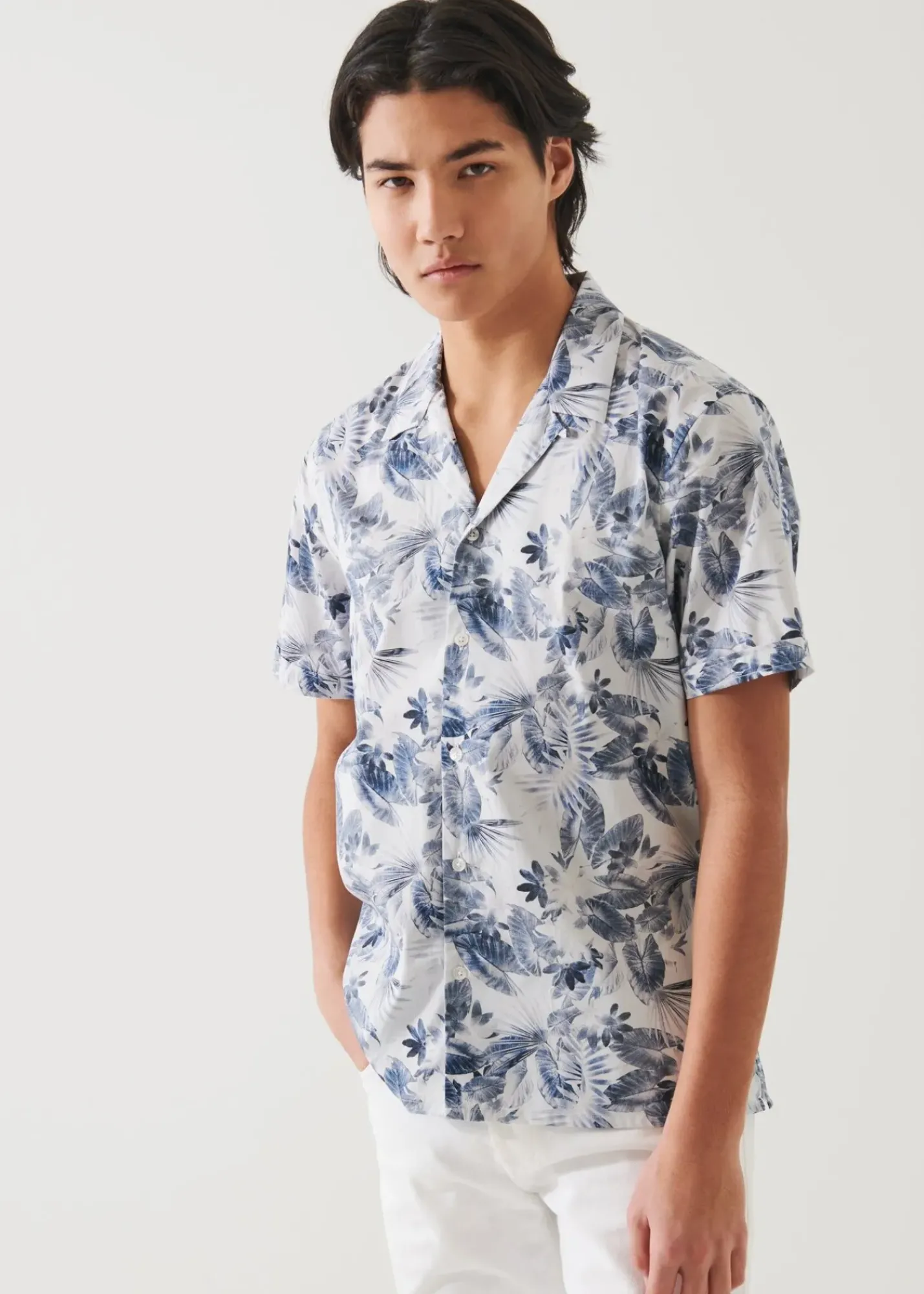 PATRICK ASSARAF Leaf Print Cotton Shirt|Men Shirts