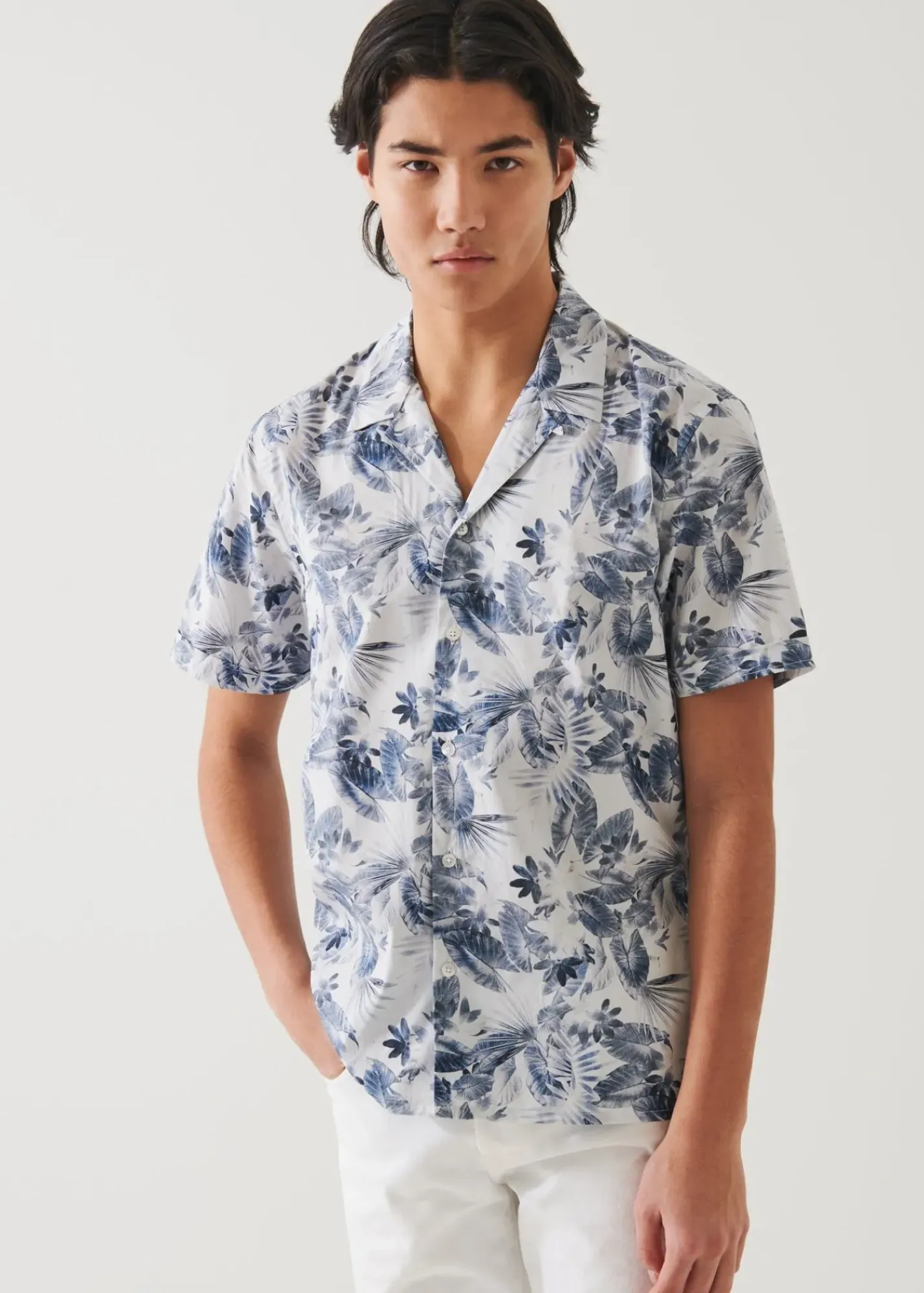 PATRICK ASSARAF Leaf Print Cotton Shirt|Men Shirts