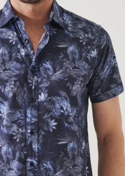 PATRICK ASSARAF Leaf Print Cotton Shirt|Men Shirts
