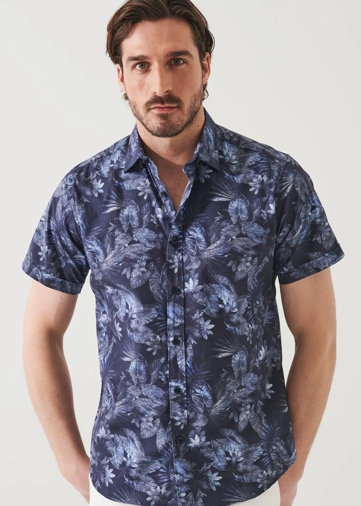 PATRICK ASSARAF Leaf Print Cotton Shirt|Men Shirts