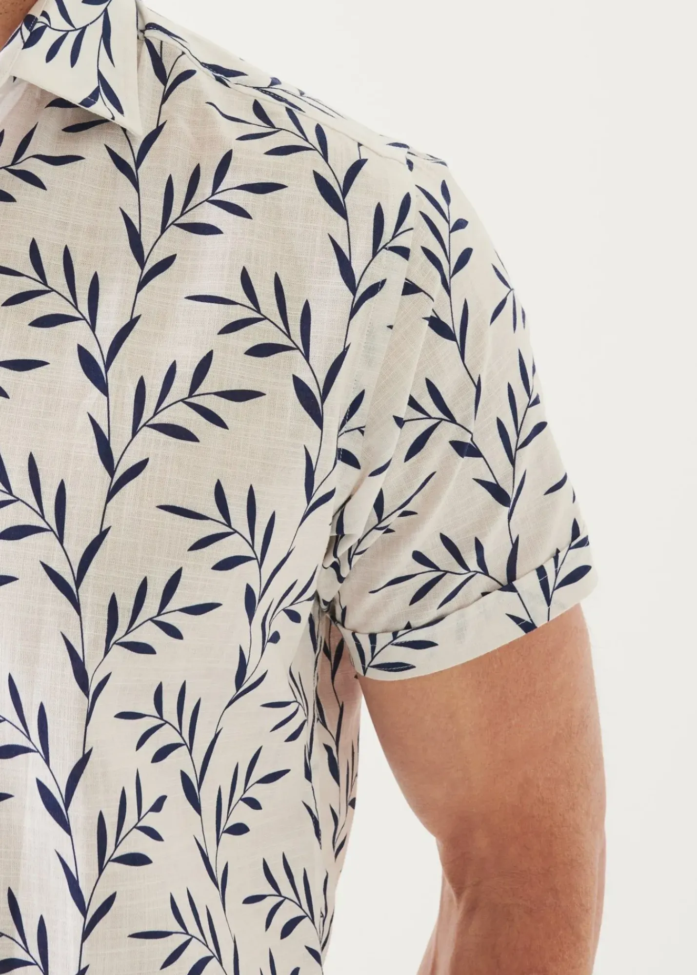 PATRICK ASSARAF Leaf Print Cotton Short Sleeve Shirt|Men Shirts