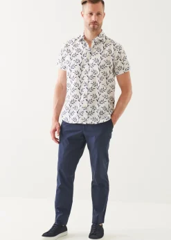 PATRICK ASSARAF Leaf Print Cotton Short Sleeve Shirt|Men Shirts