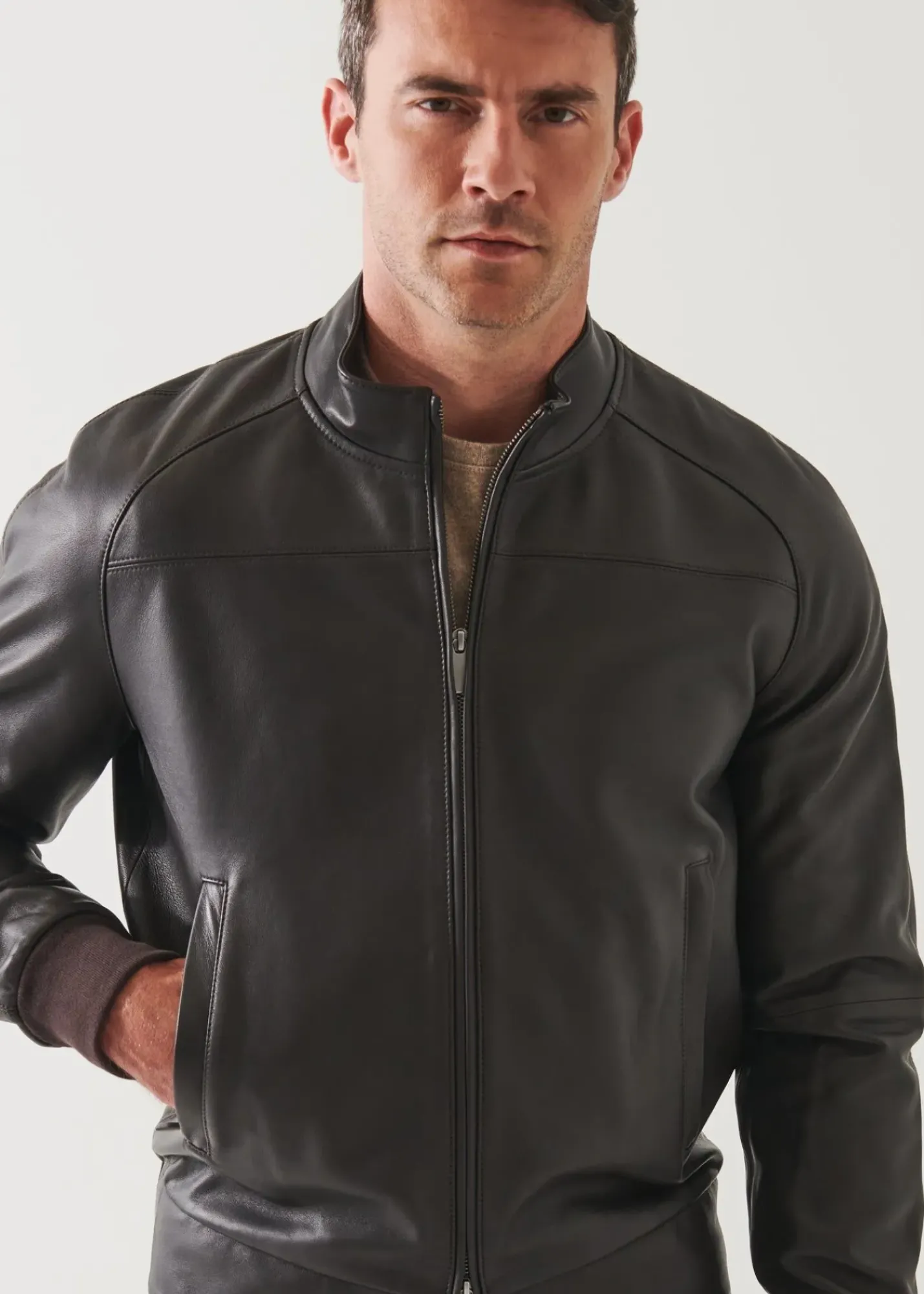 PATRICK ASSARAF Leather Zip-Up Bomber|Men Outerwear