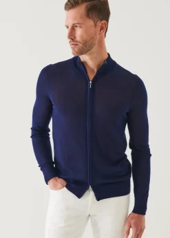 PATRICK ASSARAF Lightweight Merino Blend Full Zip Sweater|Men Knitwear