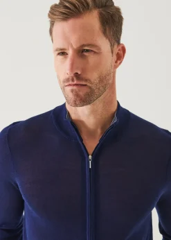 PATRICK ASSARAF Lightweight Merino Blend Full Zip Sweater|Men Knitwear