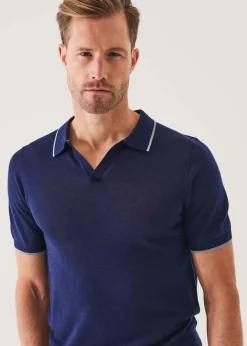 PATRICK ASSARAF Lightweight Merino Blend Open Polo|Men Polos