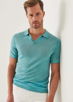 PATRICK ASSARAF Lightweight Merino Blend Open Polo|Men Polos