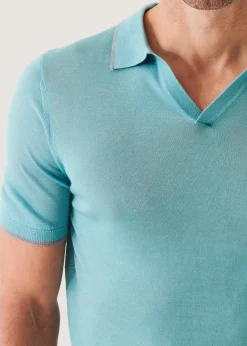 PATRICK ASSARAF Lightweight Merino Blend Open Polo|Men Polos
