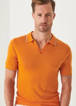 PATRICK ASSARAF Lightweight Merino Blend Open Polo|Men Knitwear