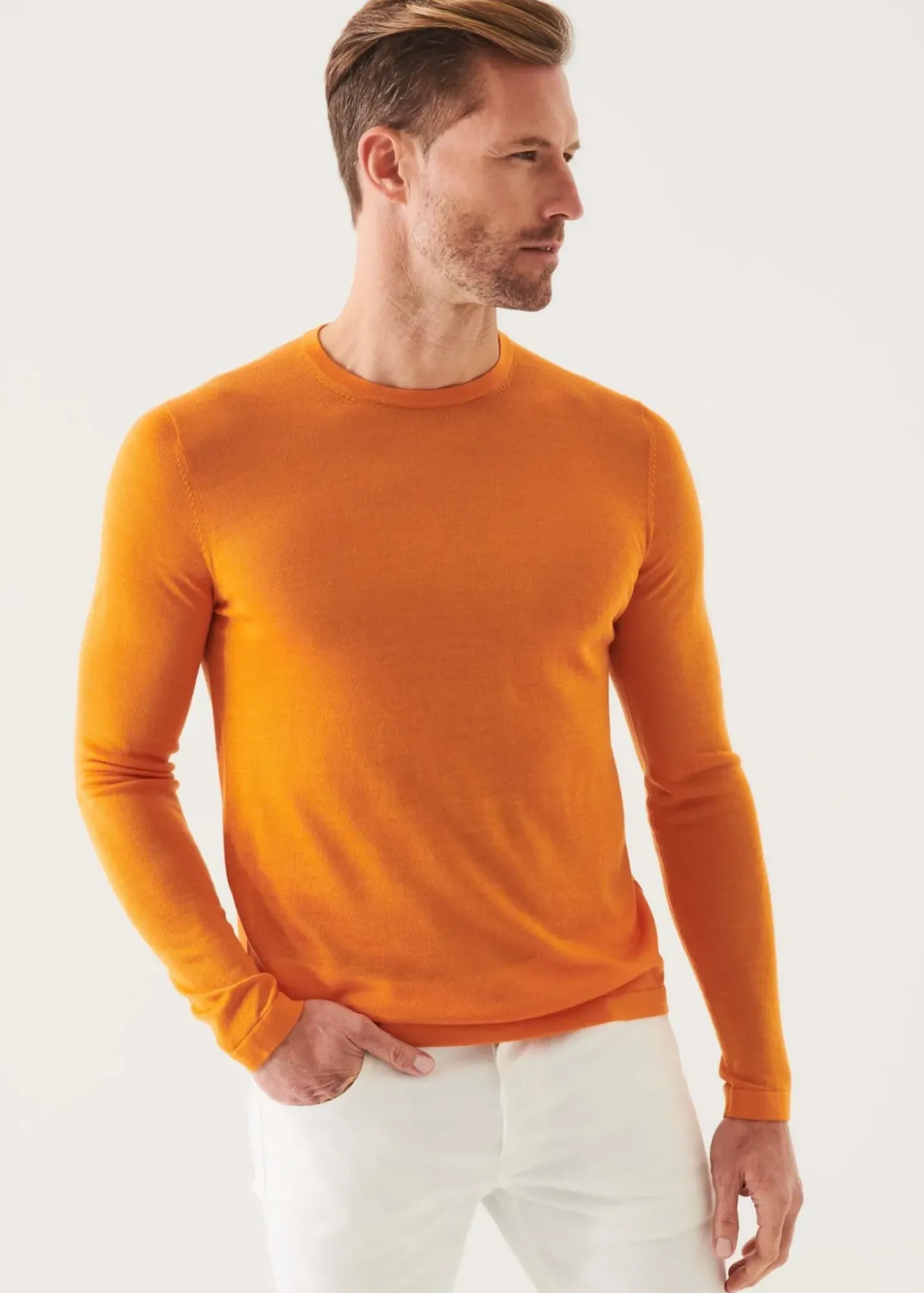 PATRICK ASSARAF Lightweight Merino Blend Crewneck Sweater|Men Knitwear