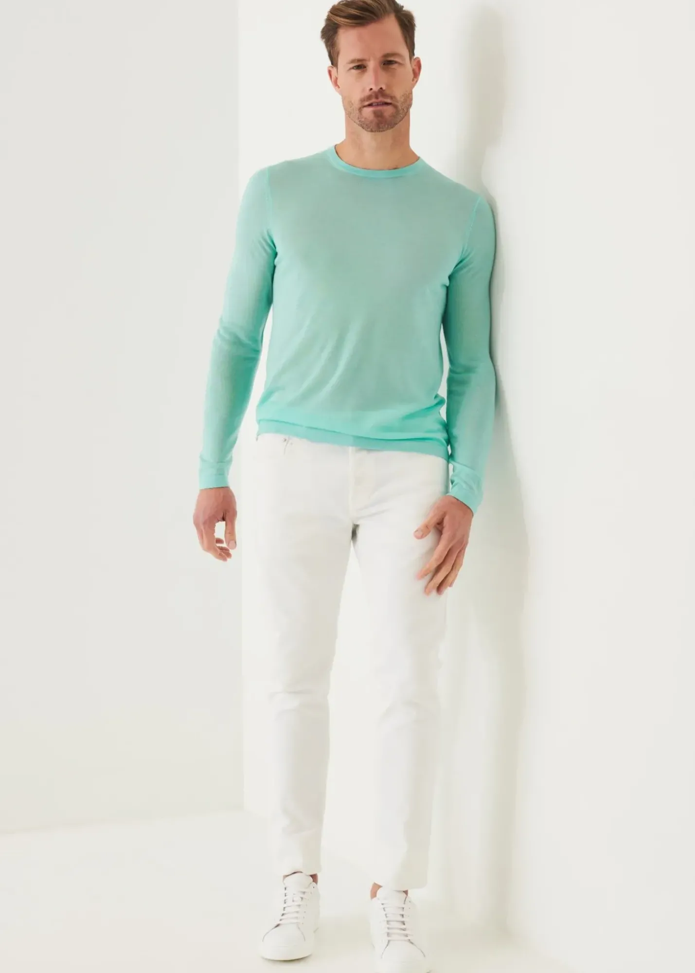 PATRICK ASSARAF Lightweight Merino Blend Crewneck Sweater|Men Knitwear
