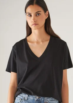 PATRICK ASSARAF Lightweight Pima Cotton Boyfriend V-Neck T-Shirt|Women T-Shirts