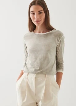 PATRICK ASSARAF Lightweight Pima Cotton Reverse Spray Long Sleeve T-Shirt|Women T-Shirts