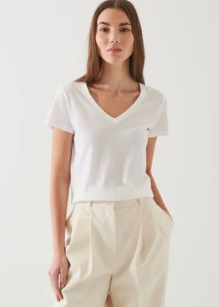 PATRICK ASSARAF Lightweight Pima Cotton V-Neck|Women T-Shirts