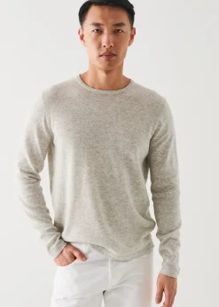 PATRICK ASSARAF Linen Blend Crewneck Sweater|Men Knitwear