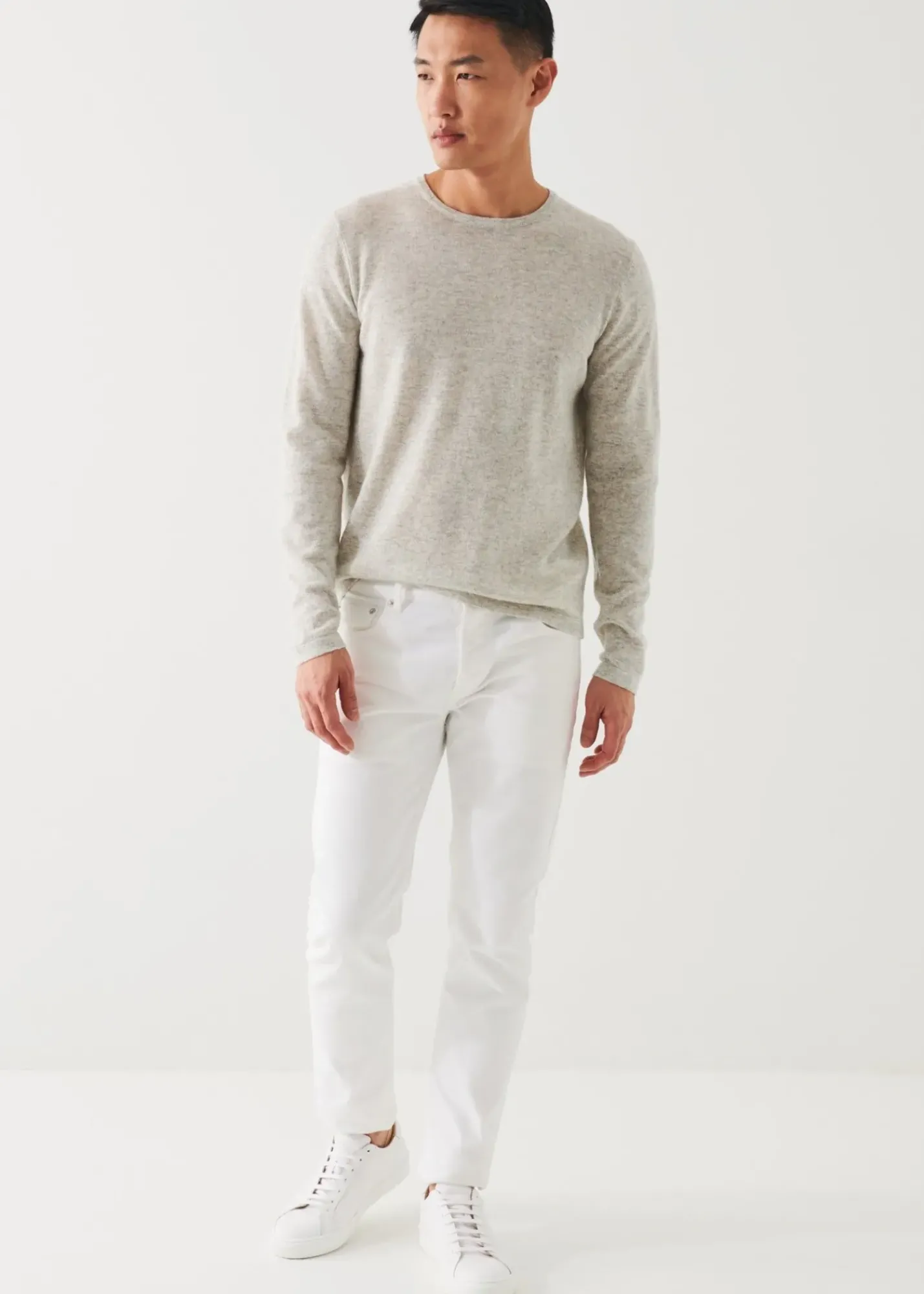 PATRICK ASSARAF Linen Blend Crewneck Sweater|Men Knitwear