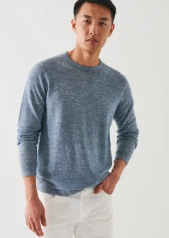 PATRICK ASSARAF Linen Blend Crewneck Sweater|Men Knitwear
